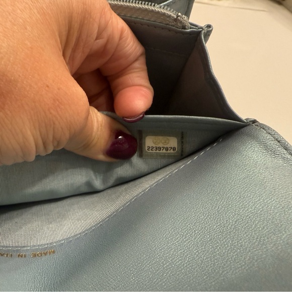 CHANEL Boy Quilted Long Flap Wallet in metallic blue with silver hardware - Picture 12 of 15